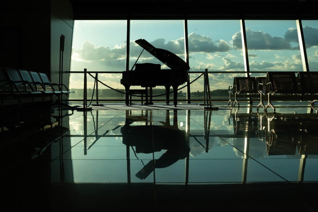 professional piano photograph with piano shadow silouhette
