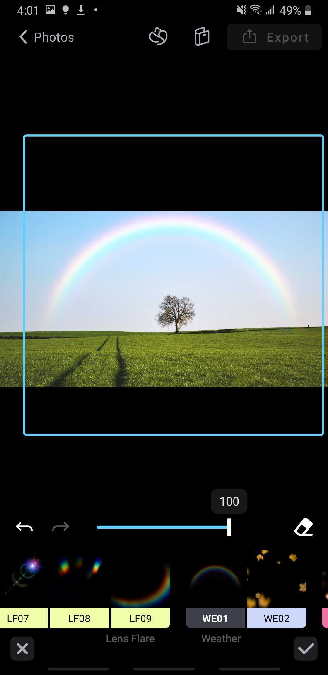 add rainbow to photo with quickshot mobile app