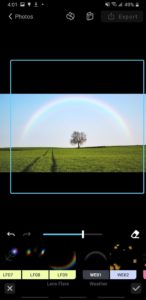add rainbow to sky center in photo mobile photo editing app